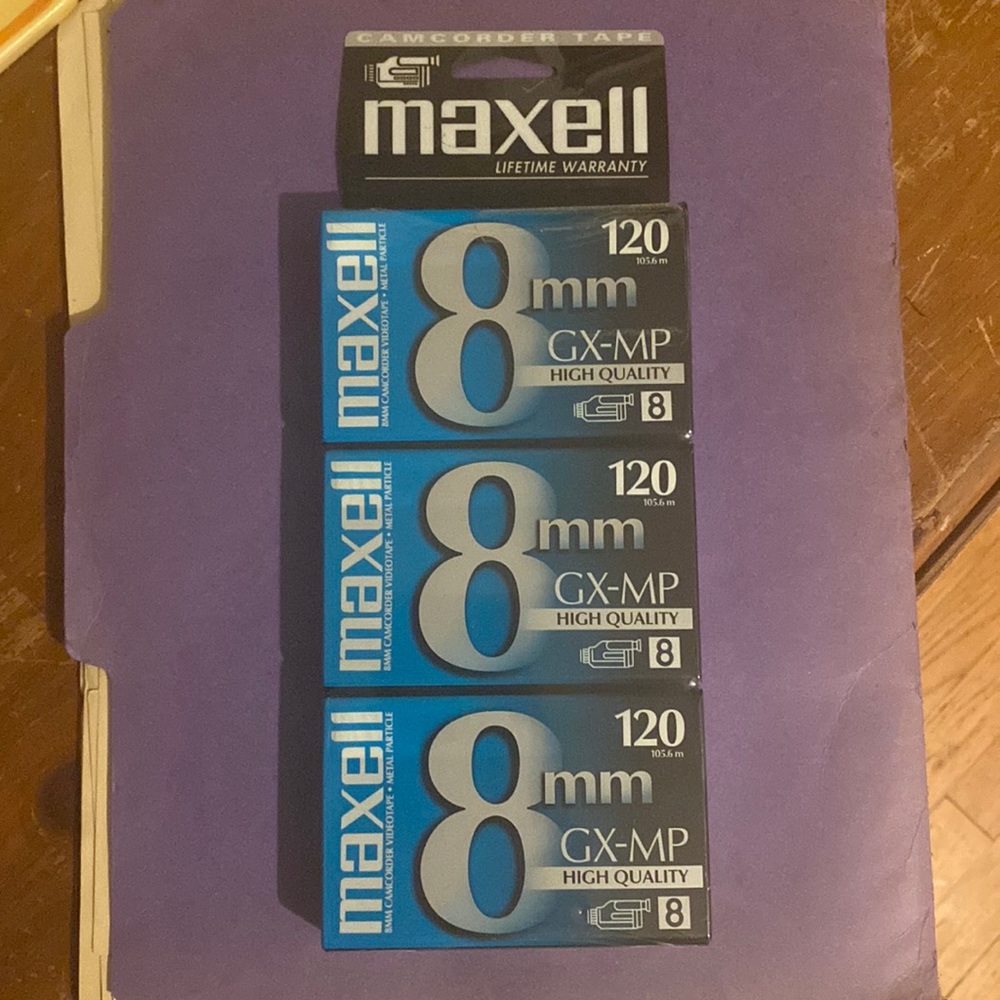 Lot of 3 Maxell 8mm GX-MP High Quality Camcorder Video Tapes 120 Minute